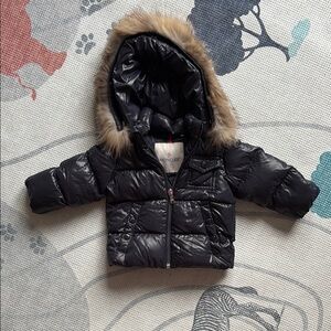 Moncler Black Puffer Jacket with Fur Hood